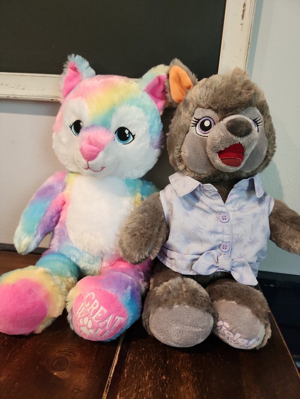 Build A Bear Plush Rainbow Wolf Great Wolf Lodge Exclusive Violet Outfit Lot